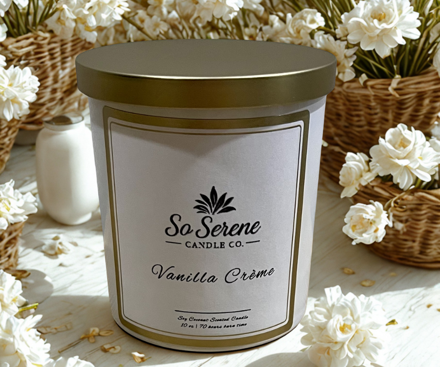 Vanilla Crème candle in a glass jar