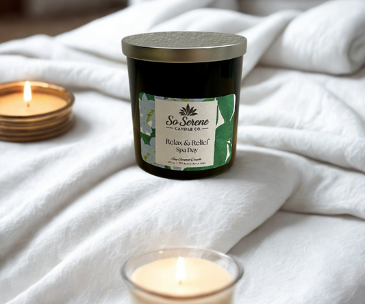 Eucalyptus and Spearmint candle in a glass jar